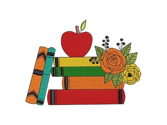 Floral Books: A Charming Embroidery Design for Storytellers and Educators