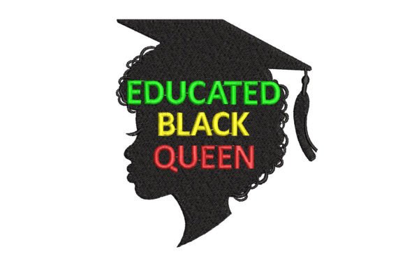 Graduated African Girl, Black Silhouette Embroidery Design