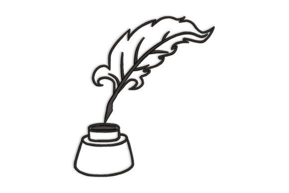 Quill Pen and Jar of Ink: A Timeless Embroidery Design for Modern Creators